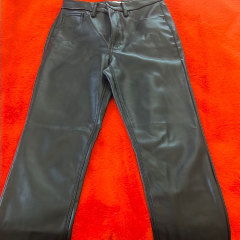 GOOD AMERICAN Black Faux Leather Pants
